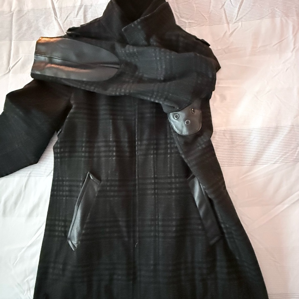 Rudsak Mens Black/charcoal Wool/Leather coat - Picture 8 of 15